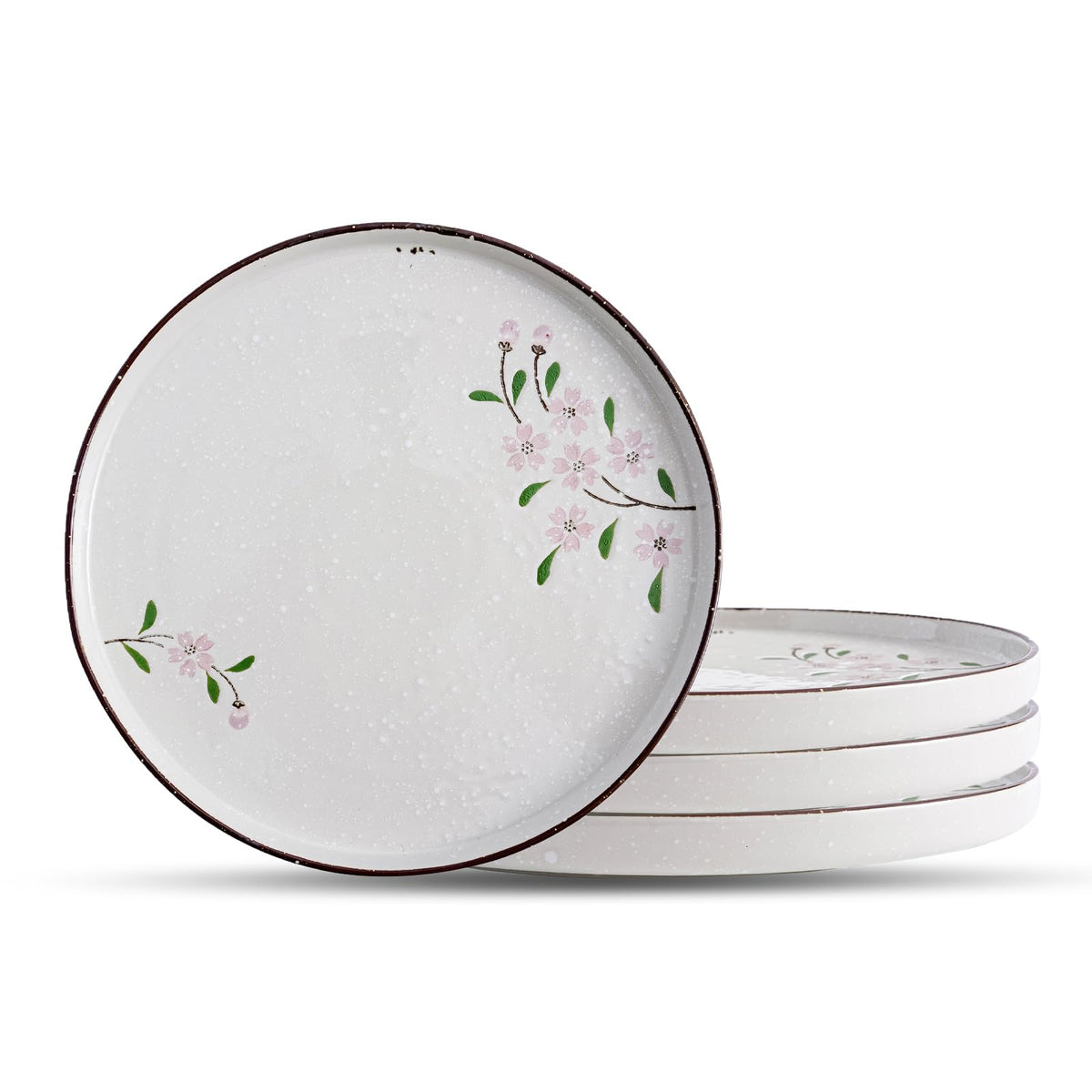 Dinner Plates Ceramic Plate Set - 12" Large Serving Plate Sets - Flat Round Big Porcelain Plates for Kitchen (4Pack, Pink Sakura)