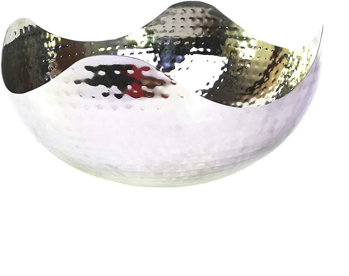 Hosley 10" Long Silver Finish Metal Bowl Modern Elegance for Serving and Decor Contemporary Accent for Stylish Homes Sophisticated