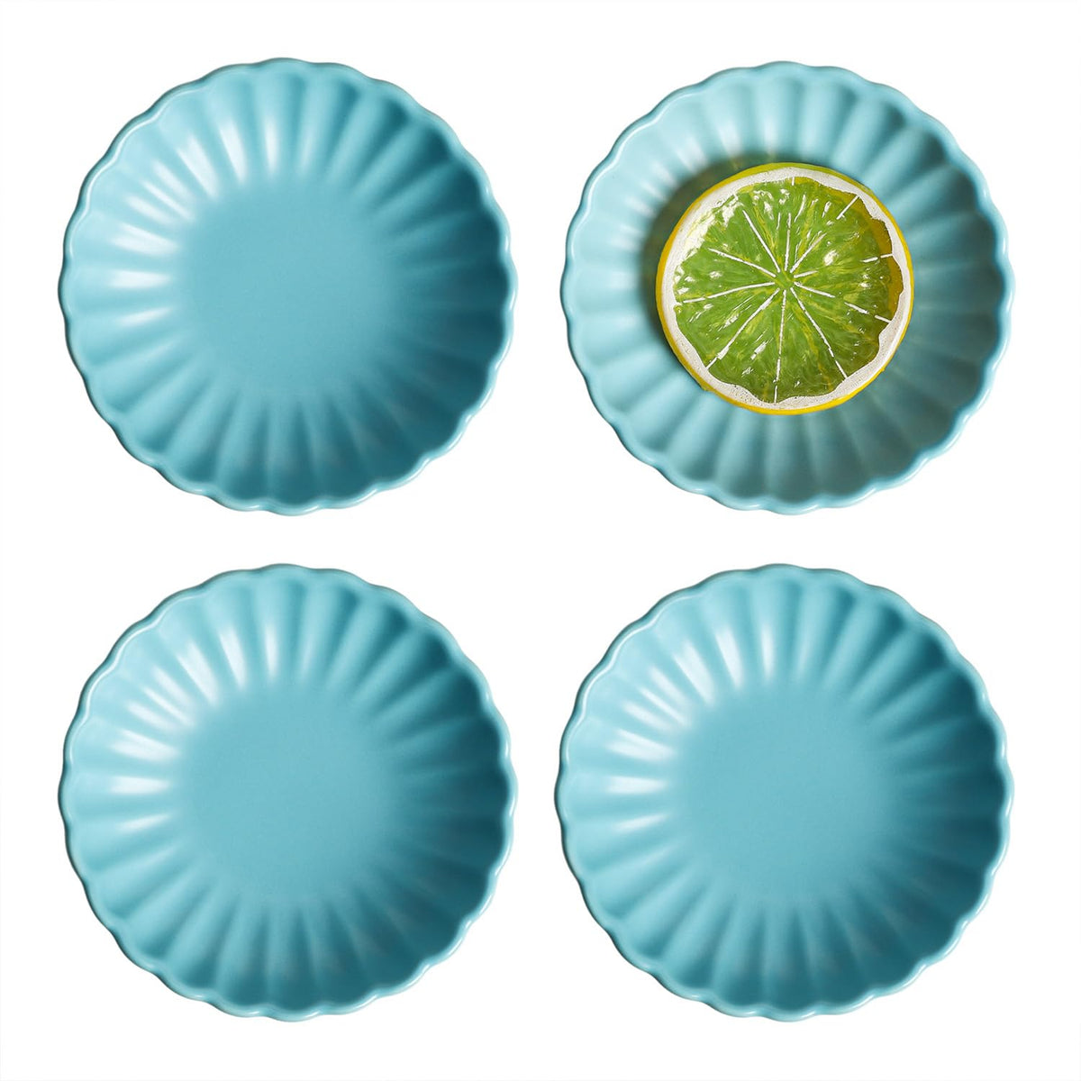 Gaolinci 3.5 Inches Flower Shape Ceramic Side Dishes, 4 Pcs Dipping Saucers