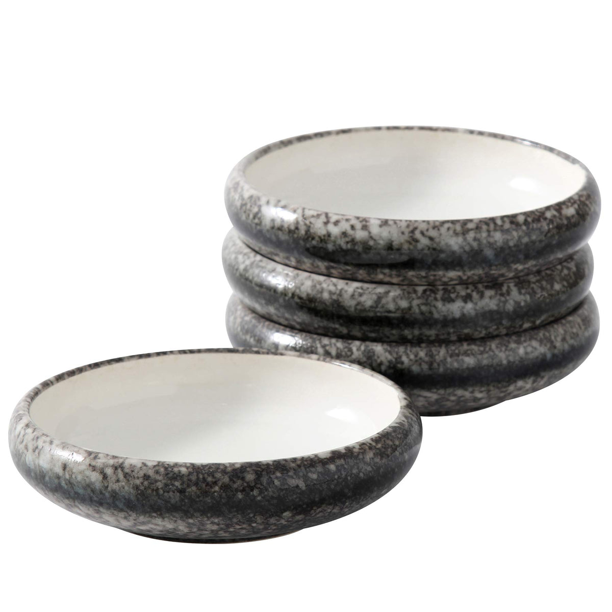 Uaral Japanese Plates Serving Dishes,Salad Bowl Set,Dessert Plate,Appetizer Plate Set of 4,5.5 inch(Black Speckled)