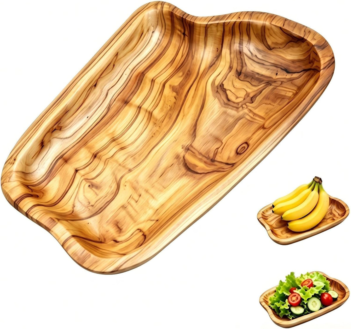 Shallow Wood Fruit Bowl Root Wood Dish Wood Fruit Platter Hand Carved Decor
