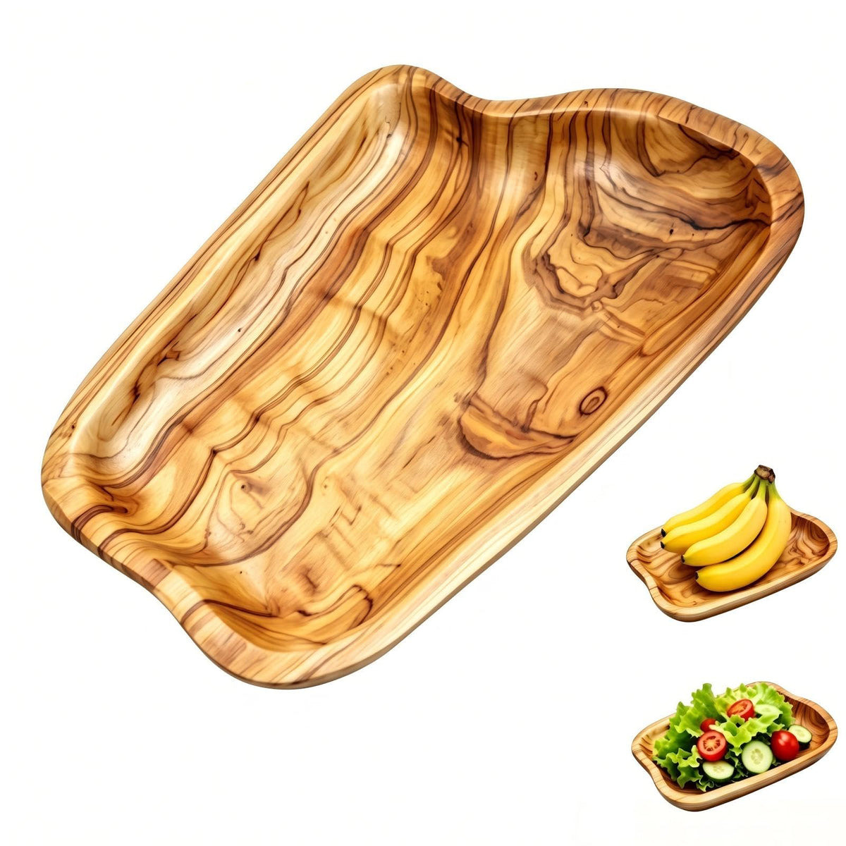 Shallow Wood Fruit Bowl Root Wood Dish Wood Fruit Platter Hand Carved Decor