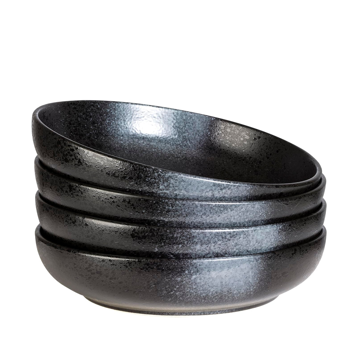S&Q'S CERAMICS Large Serving Bowls Set of 4, 65 ounce Large Salad Bowls, 10'' Ceramic Wide Shallow Bowl Plates, Pasta Serving Dishes for Party, Entertaining, Microwave Safe(Navy Blue)