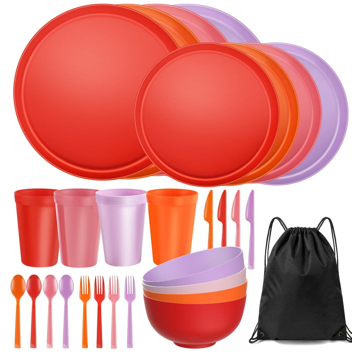 42 Piece Dinnerware Set for 6, Unbreakable Plates and Bowls Sets