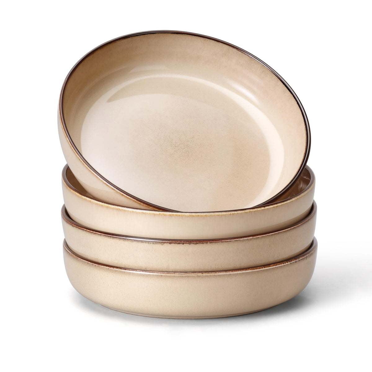 E-far Blue Pasta Bowls Set of 4, 35oz Double Reactive Glaze Stoneware