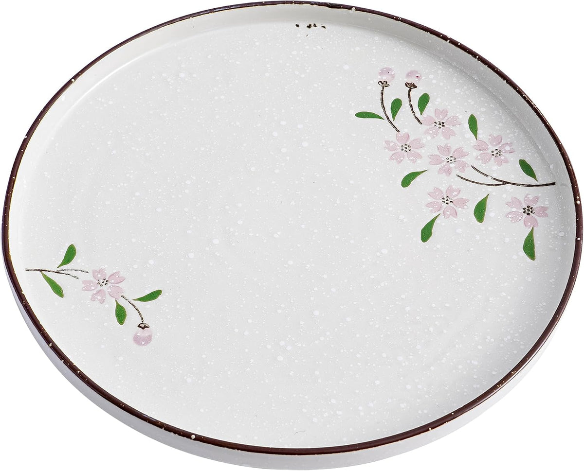 Dinner Plates Ceramic Plate Set - 12" Large Serving Plate Sets - Flat Round Big Porcelain Plates for Kitchen (4Pack, Pink Sakura)