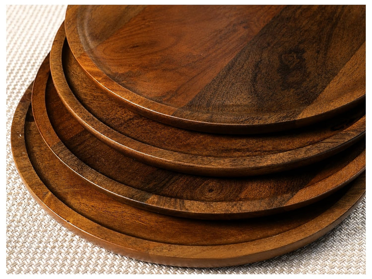 Alpha Living Home Wood Charger Plates, 11 in, Set of 4, Natural