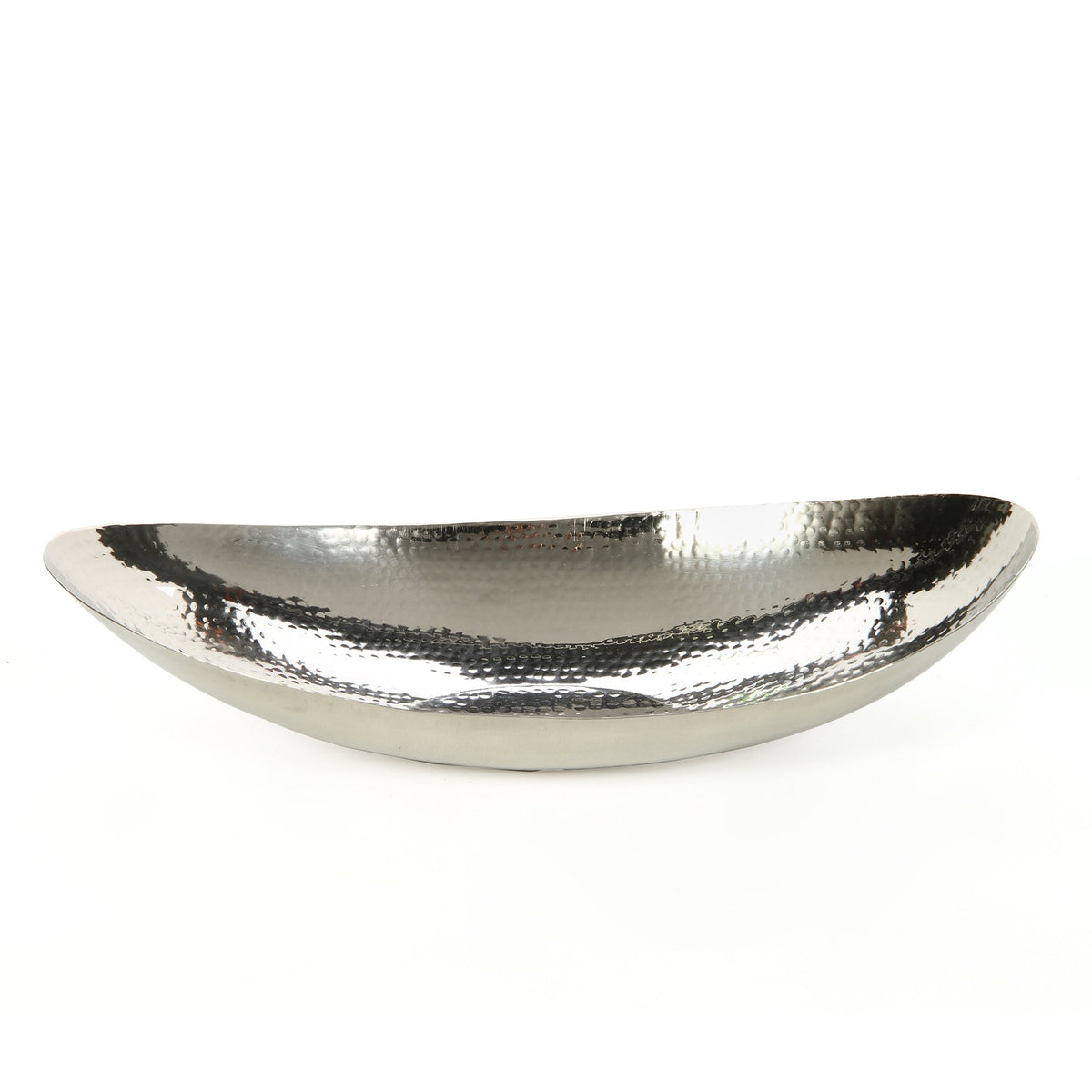 Hosley 10" Long Silver Finish Metal Bowl Modern Elegance for Serving and Decor Contemporary Accent for Stylish Homes Sophisticated
