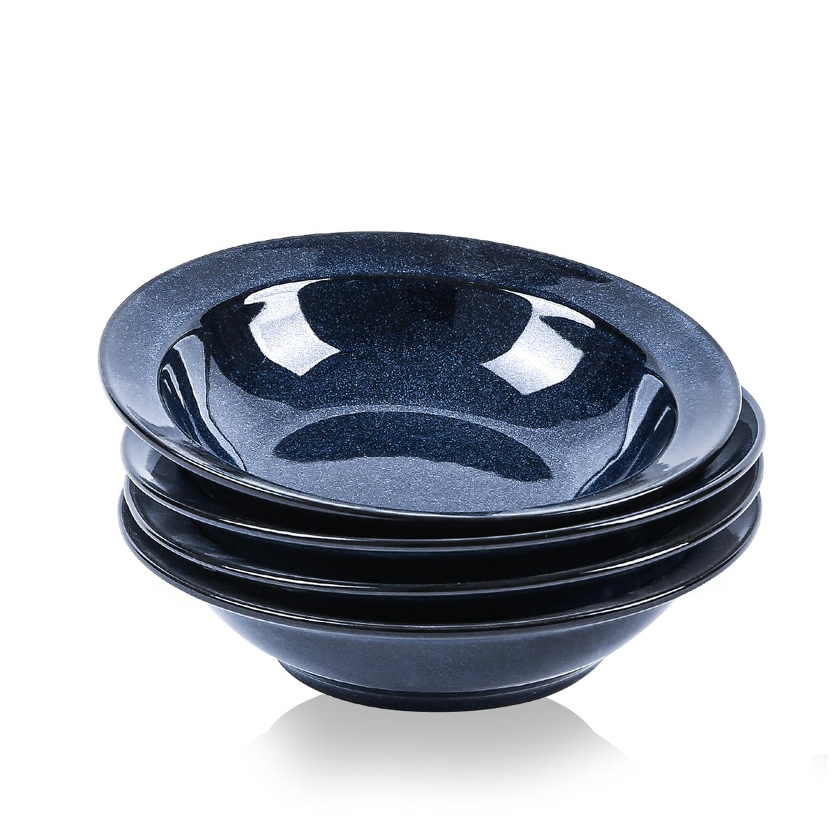 vicrays Wide Rim Soup Bowls - 27oz Ceramic Pasta Plates Bowl Set of 4 for Gumbo Salad Spaghetti Dipping Bread Dishes Home Restaurant Use - Microwave Dishwasher Oven Safe - Blue