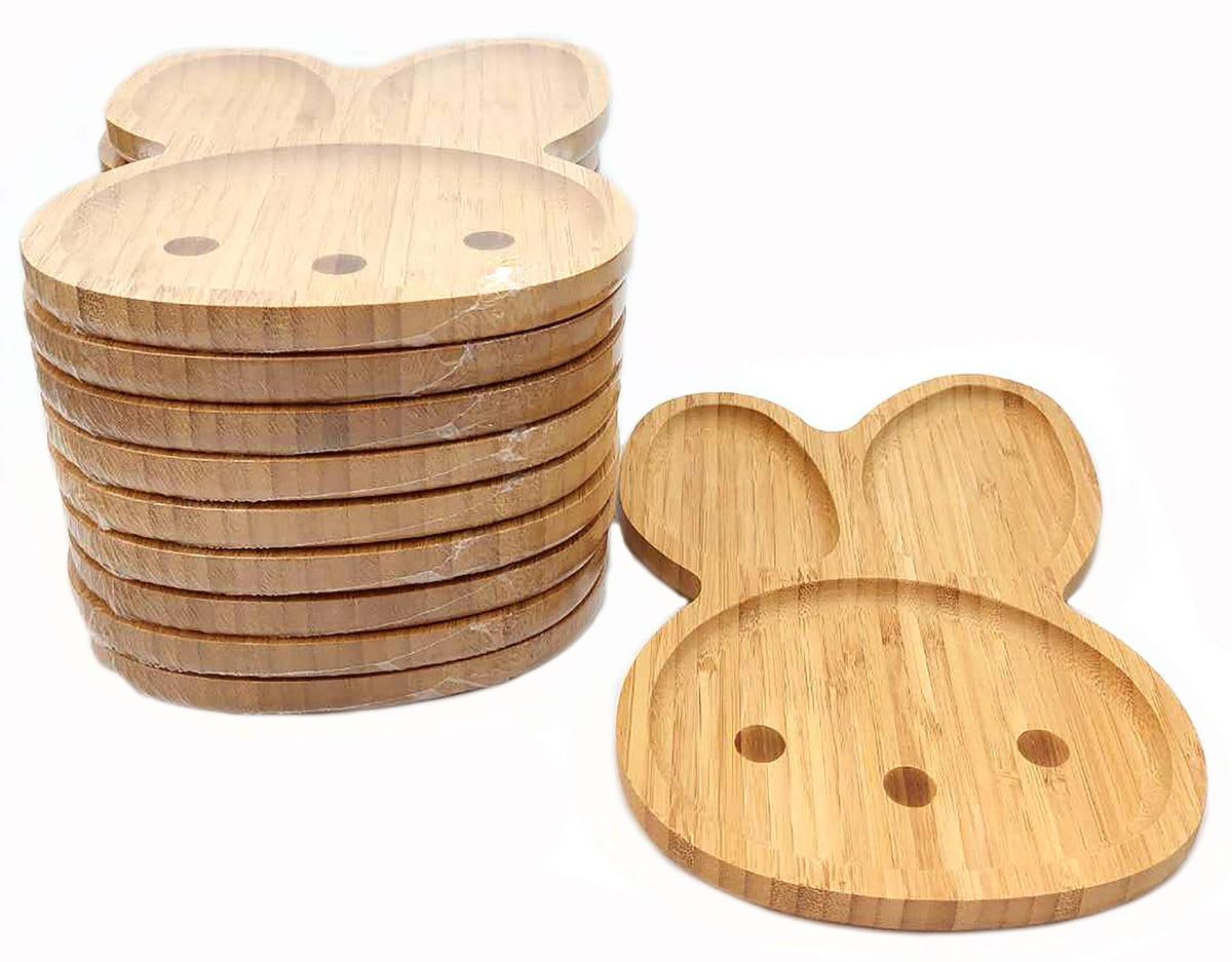JB Home Collection 4572, Bamboo Cat Shape Food Plate for Snacks Appetizer Fruit Vegetable | Food Platter | Picnic Kitchen Party | Eco-Friendly Plates, 7"x6.5", Cat Face, 1 Pack