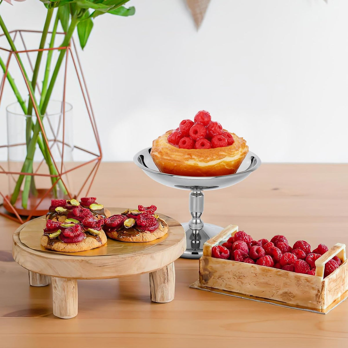Stainless Steel Metal Dessert Cup, Shallow Mouth Footed Serving Dish for Ice Cream, Pudding, Fruits, Snacks, Home Use