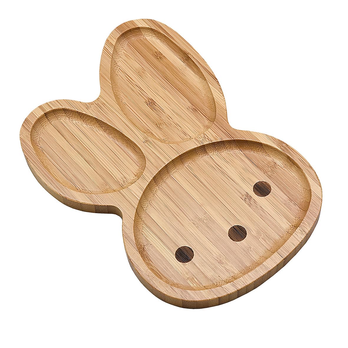 JB Home Collection 4572, Bamboo Cat Shape Food Plate for Snacks Appetizer Fruit Vegetable | Food Platter | Picnic Kitchen Party | Eco-Friendly Plates, 7"x6.5", Cat Face, 1 Pack