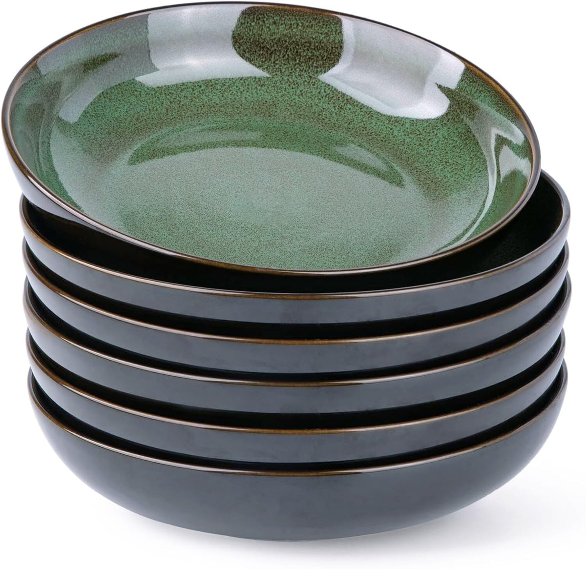 LERATIO 9.0" Ceramic Pasta Bowls Set of 4,38oz Large Stoneware Bowls Set