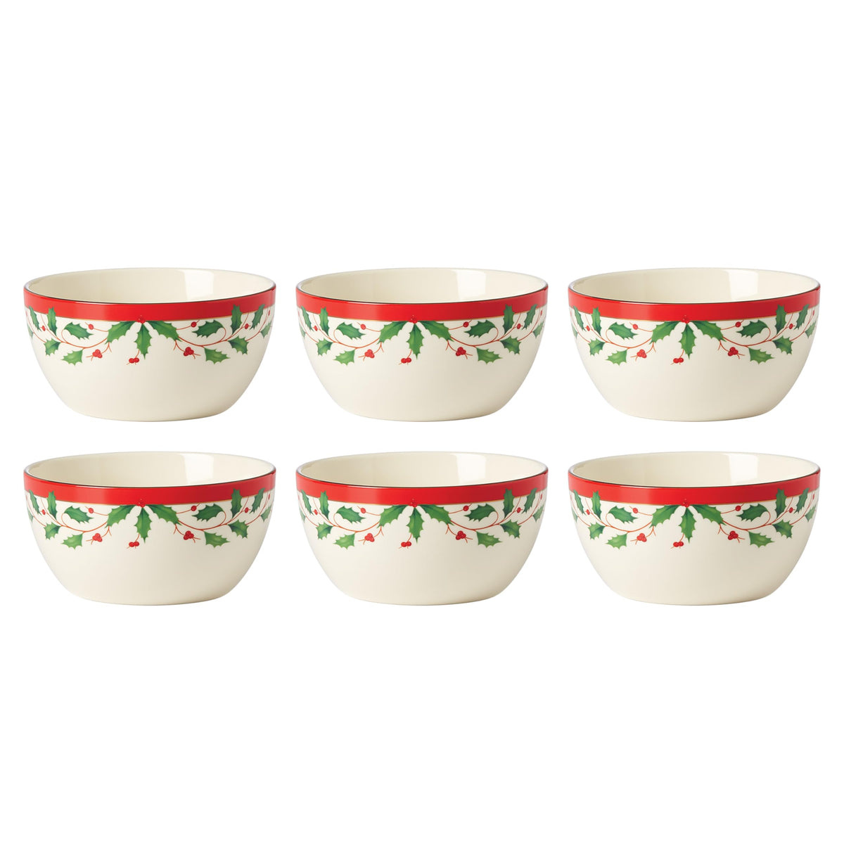 Lenox 883431 Holiday Place Setting Bowl, Red & Green, Christmas Dinnerware