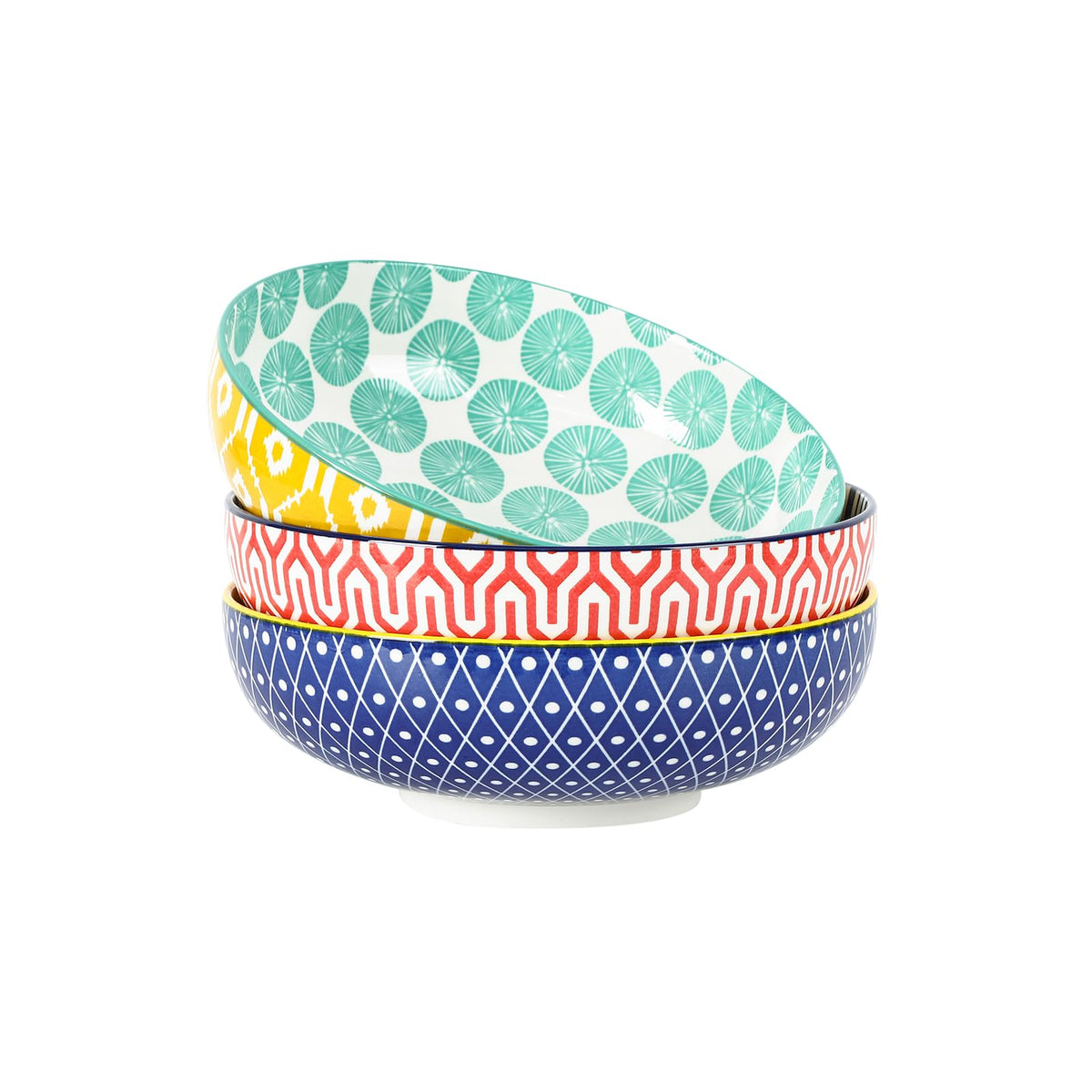 Selamica 60 OZ Ceramic Serving Bowls, Set of 3, Assorted Colors