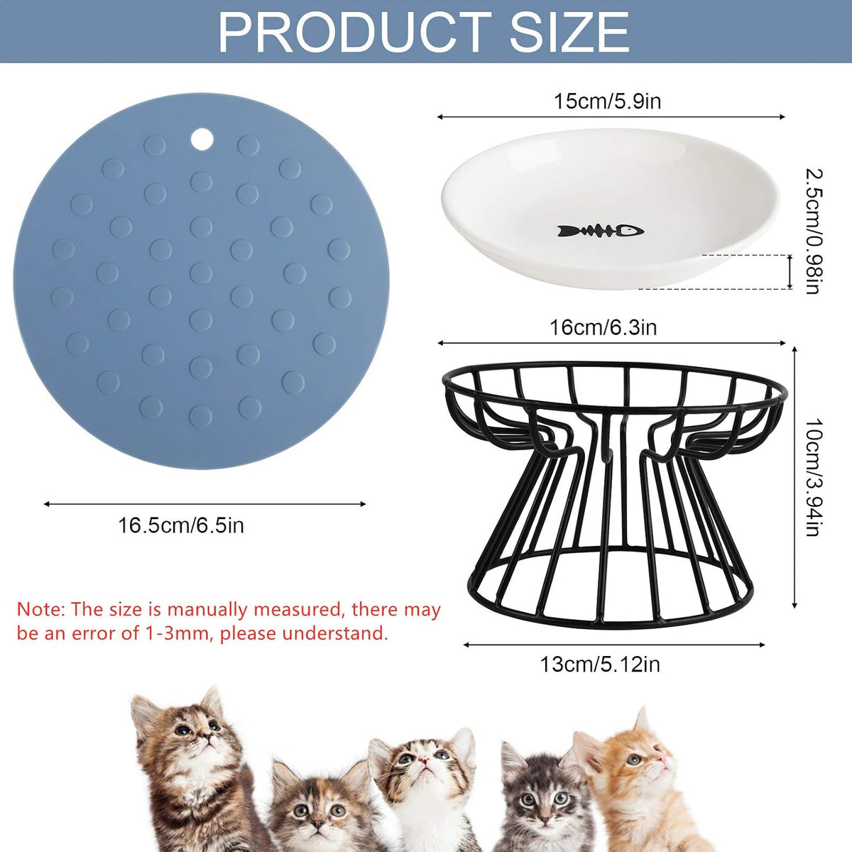 Ceramic Raised Cat Food Bowl, Elevated Non-Slip Pet Feeder, Easy Clean