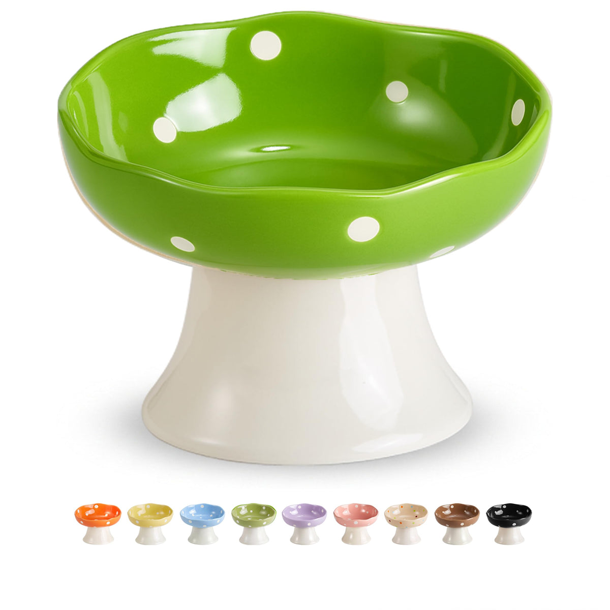 Pink Mushroom Cat Bowl, Elevated Ceramic Feeding Bowl