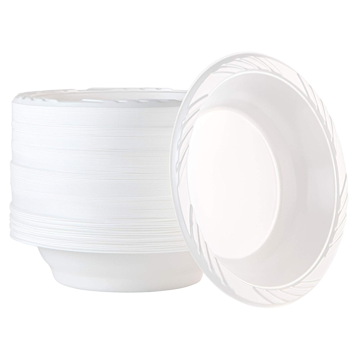 100 Count Disposable 12 ounce White Plastic Soup Bowls