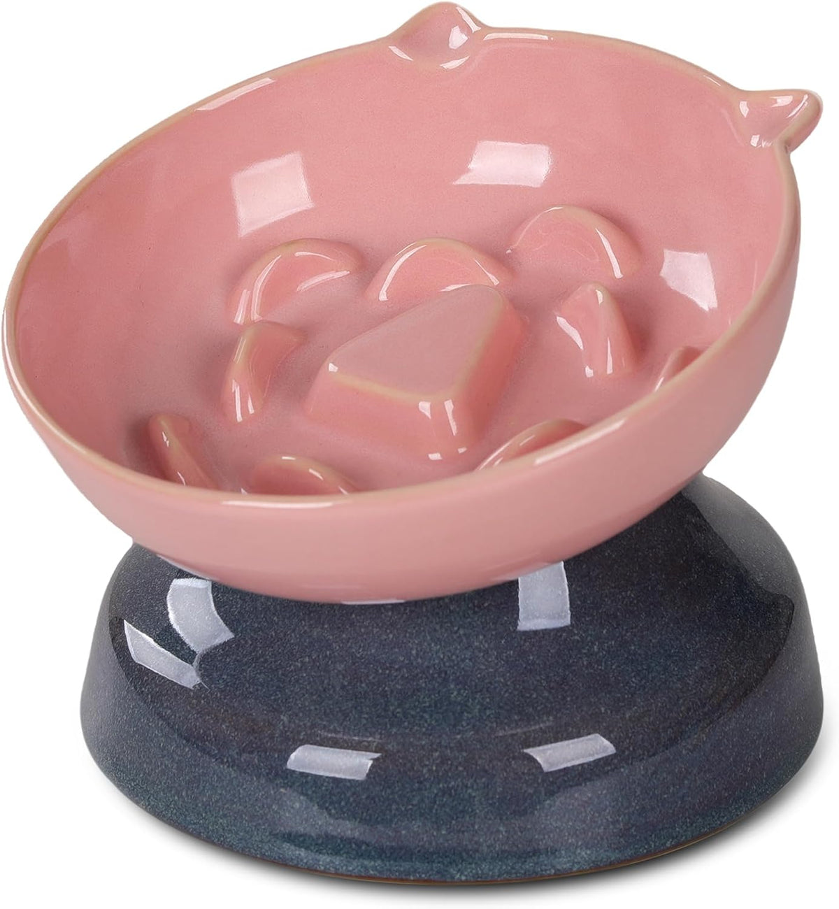 Ceramic Slow Feeder Cat Bowl, 15-Degree Tilted Non-Slip