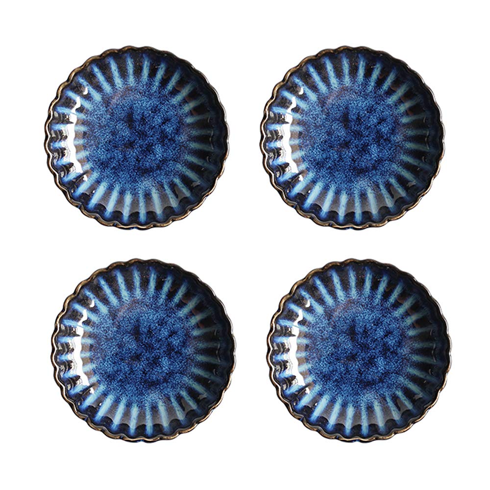 Gaolinci 3.5 Inches Flower Shape Ceramic Side Dishes, 4 Pcs Dipping Saucers