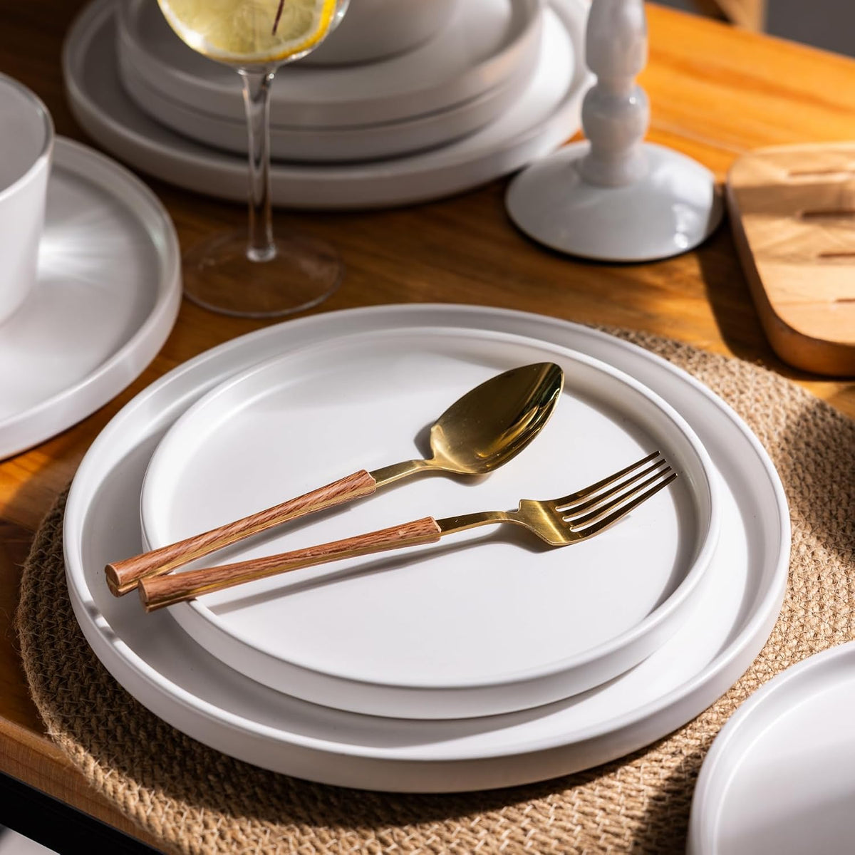 AmorArc Ceramic Dinner Plates Set of 6,10.0 Inch Matte Stoneware Plates Set