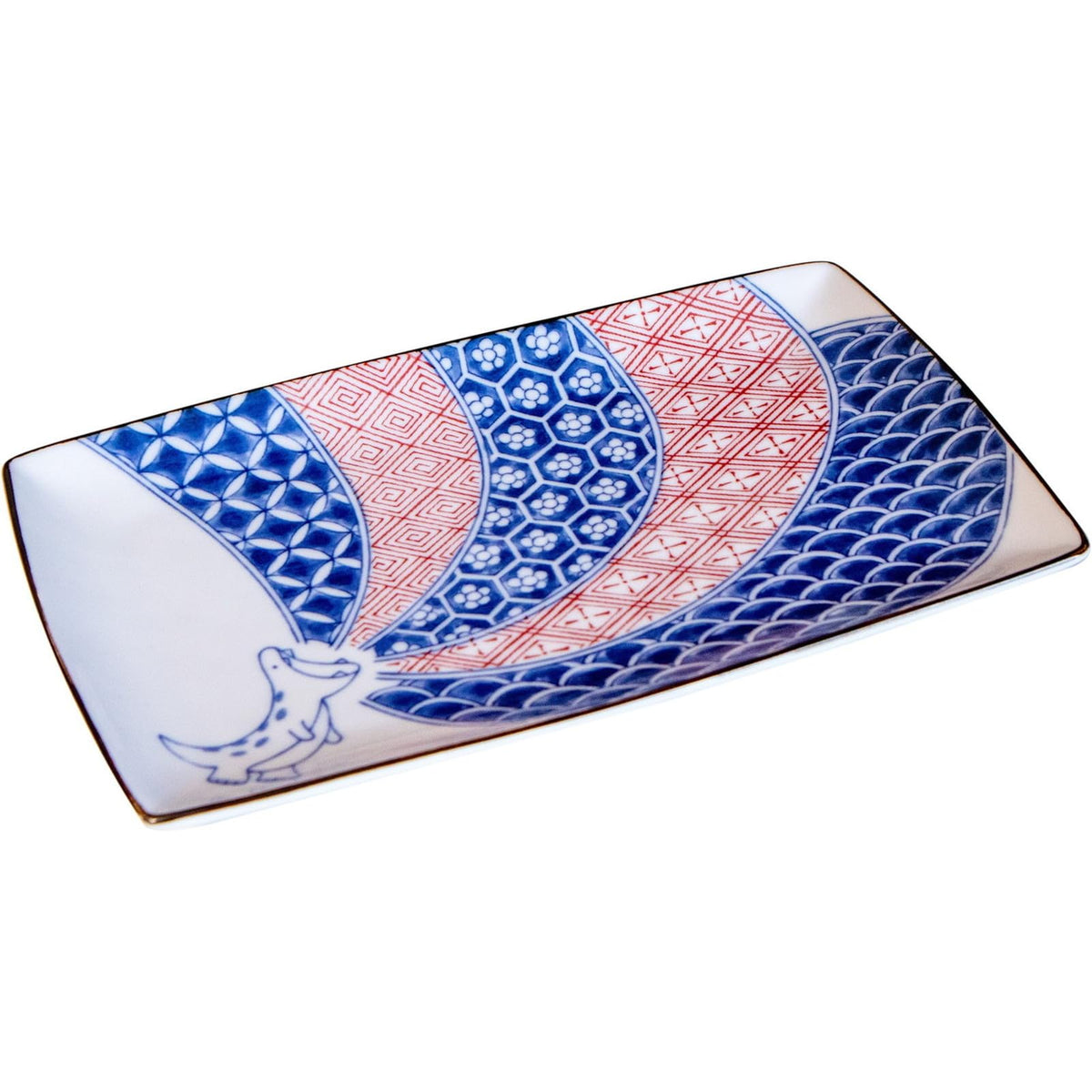 Awasaka EK88-A01 Edokko Dinosaur, Good Edge Dragon Plate, Made in Japan, Diameter 9.1 x 1.8 inches (230 x 45 mm)