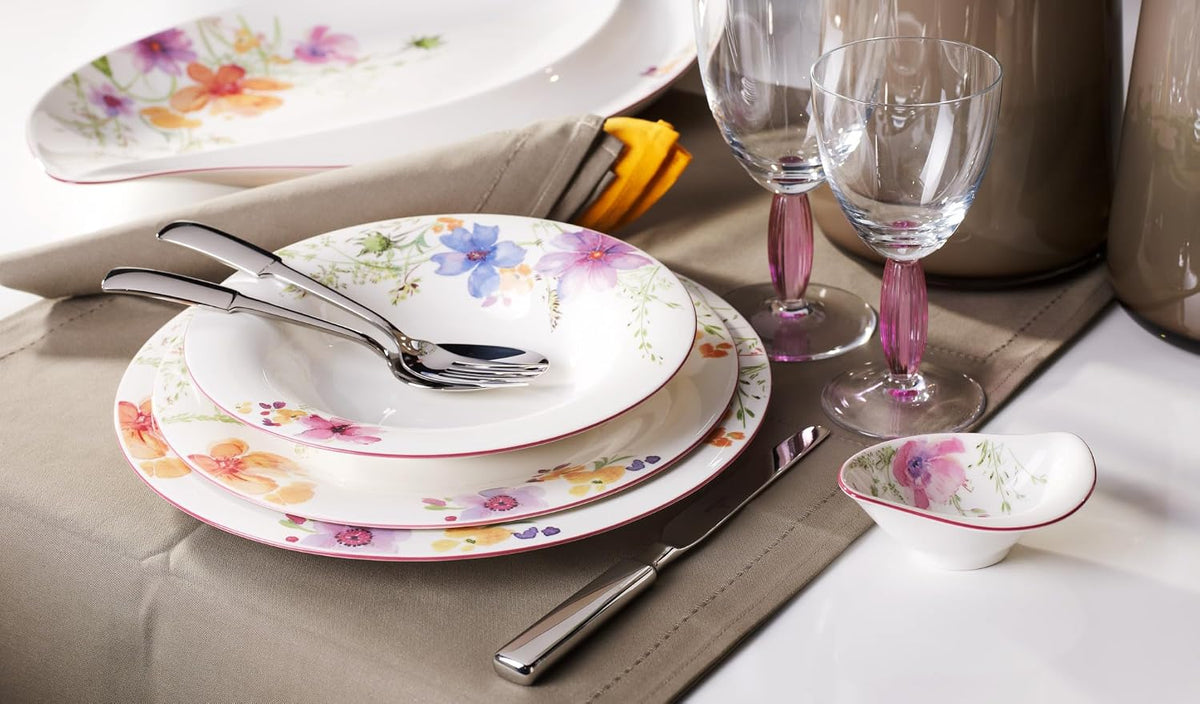 Villeroy & Boch Mariefleur Basic Rim Soup, 9 in, Premium Porcelain, White/Multicolored