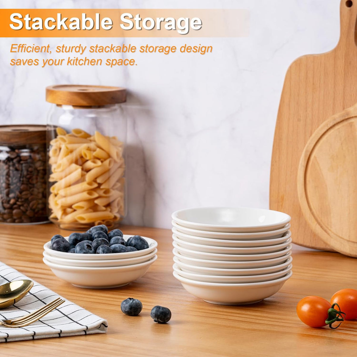 Eisinly 6 Pack Dipping Bowls, 3 OZ Small Ceramic Soy Sauce Dish, White
