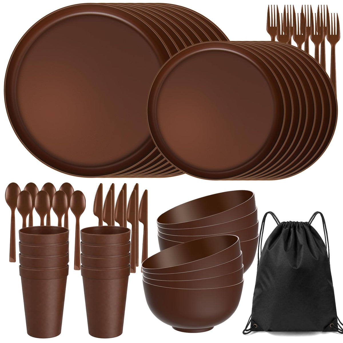 42 Piece Dinnerware Set for 6, Unbreakable Plates and Bowls Sets