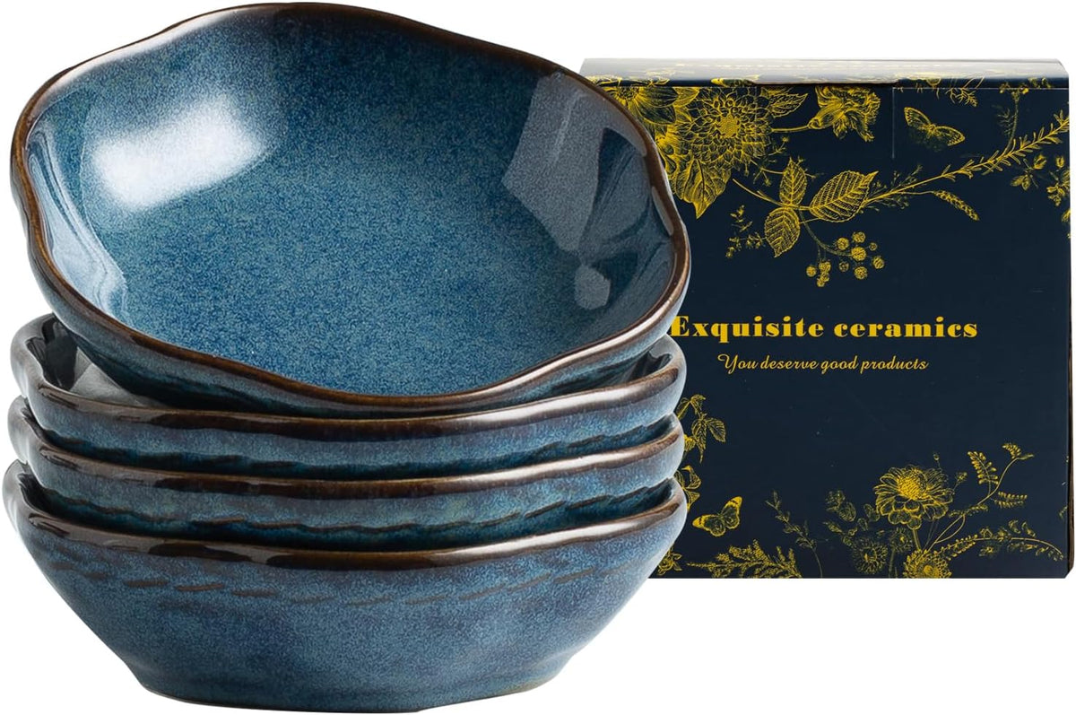 Reactive Glaze Dipping Bowls, Soy Sauce Dishes Set of 4