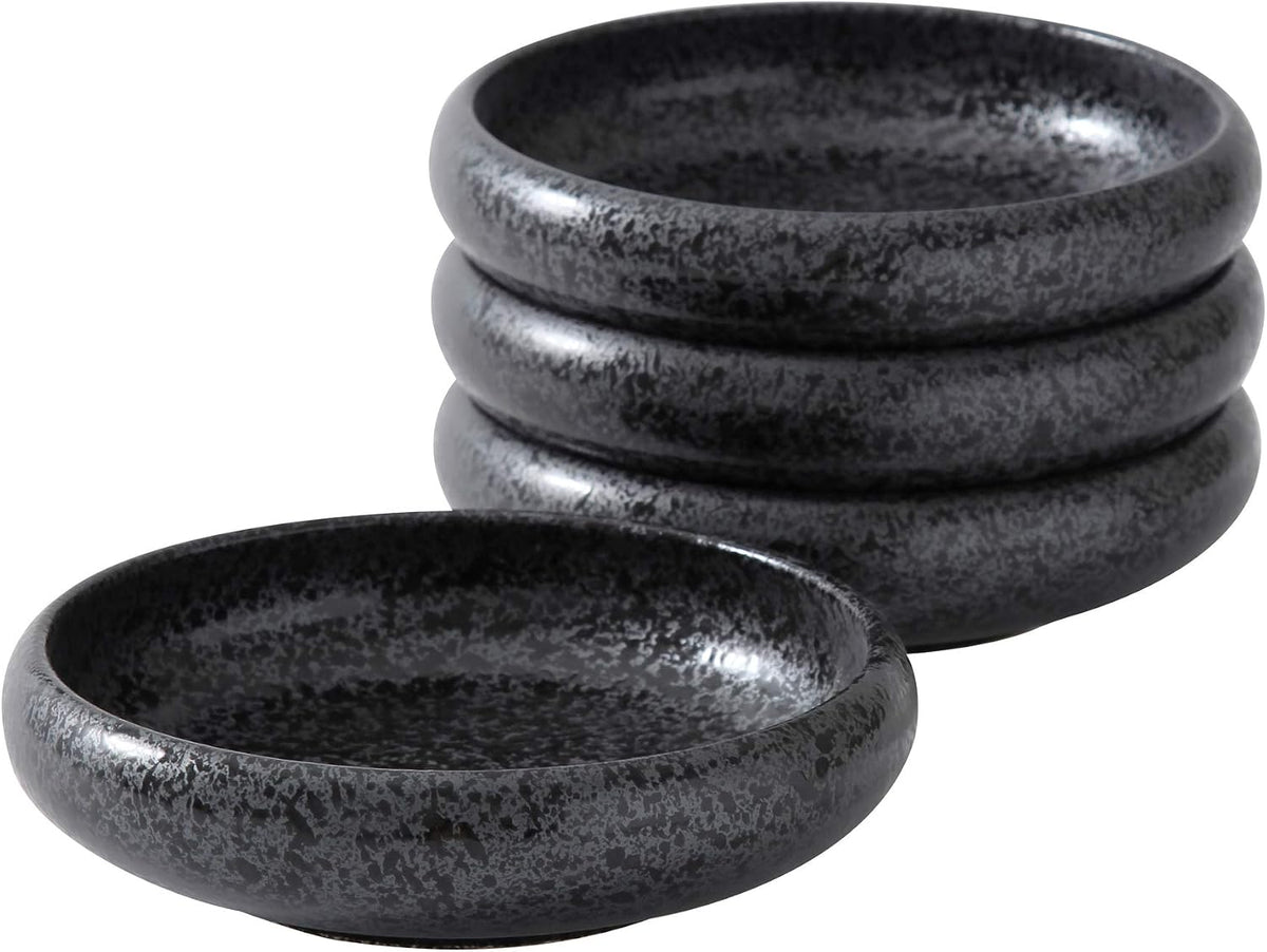 Uaral Japanese Plates Serving Dishes,Salad Bowl Set,Dessert Plate,Appetizer Plate Set of 4,5.5 inch(Black Speckled)