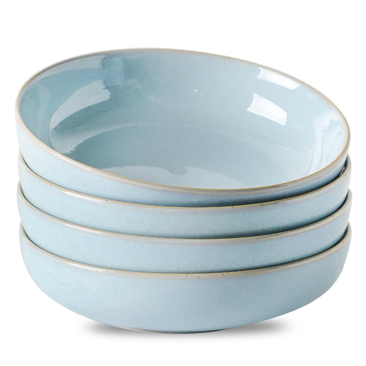 Stoneware Pasta Bowls, 34 oz Large Salad Bowl Set of 4, Ceramic Serving Bowls for Ramen, Pasta, Fruit, Cereal, Dinner, Wide and Shallow Bowls, Microwave & Dishwasher Safe, Matte Black