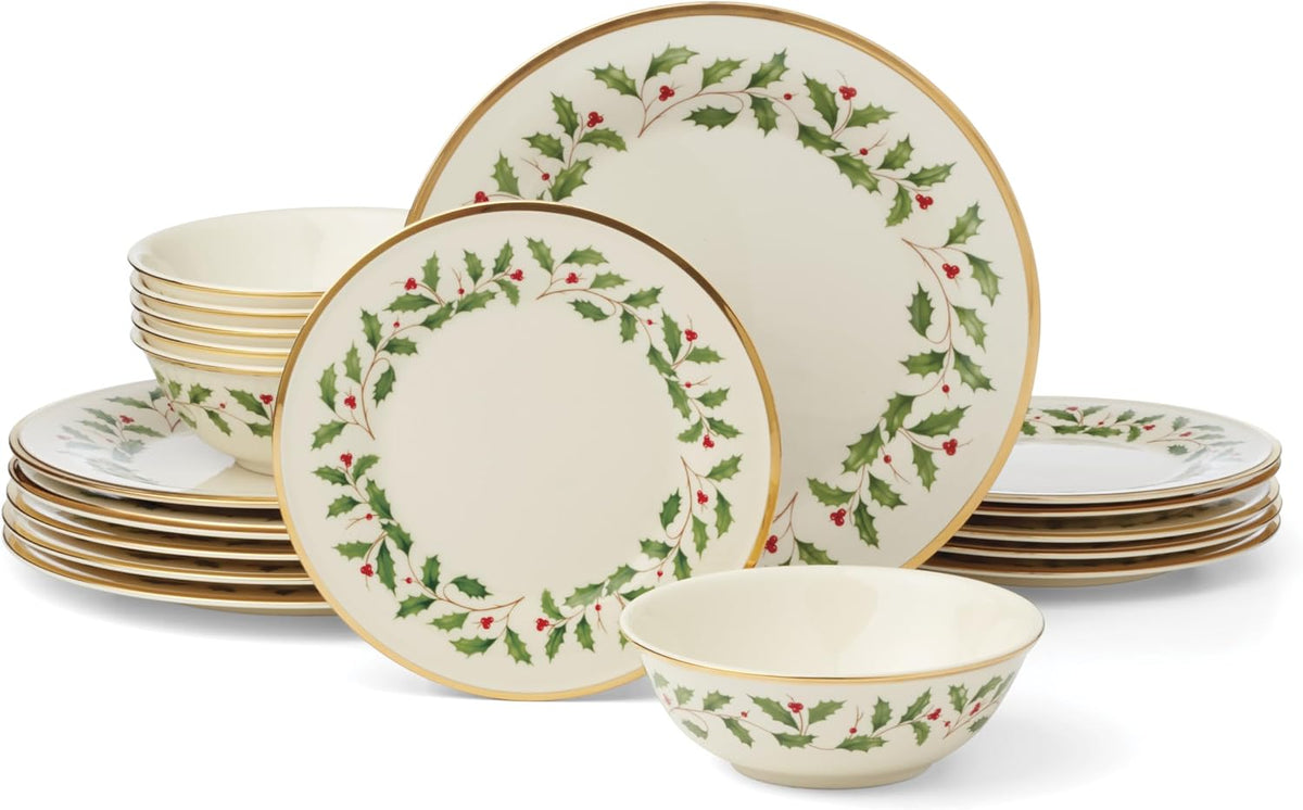 Lenox 883431 Holiday Place Setting Bowl, Red & Green, Christmas Dinnerware