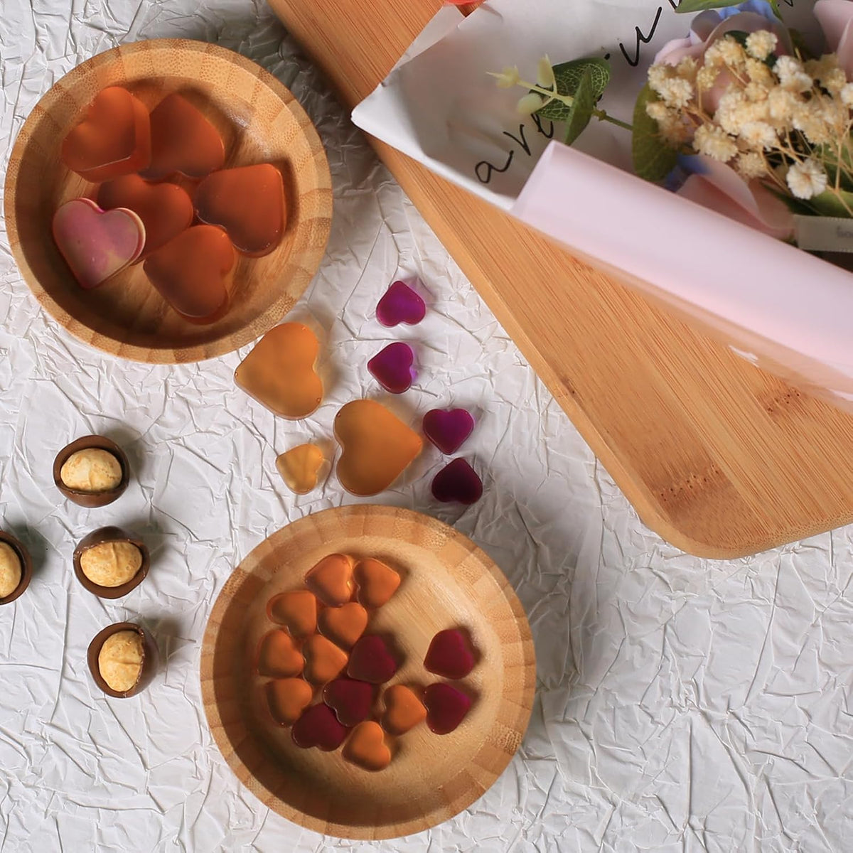 Small Bamboo Wooden Bowls Set of 2, Round Shallow Serving Bowls for Charcuterie/Fruit/Candy, 4 Inch Handmade Dipping Dishes for Spice/Salsa/Tomato Sauce