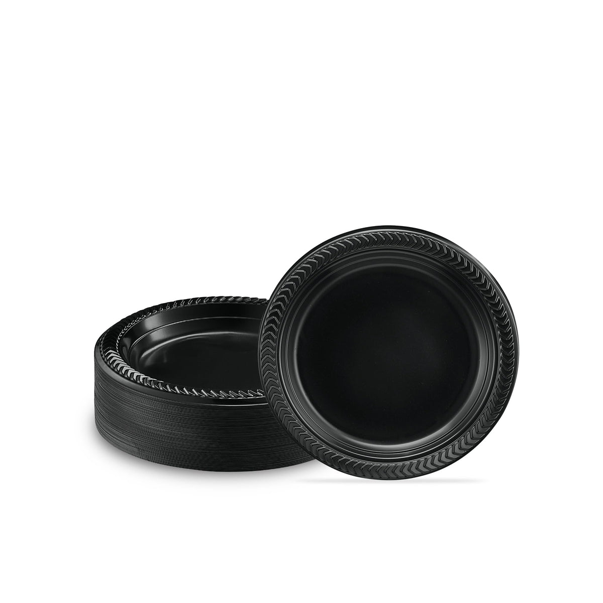PLASTICPRO 100 PCS Black Plastic Bowls Light Weight 12 oz Plastic Soup Bowls Black Salad Plates Disposable for Party and Wedding