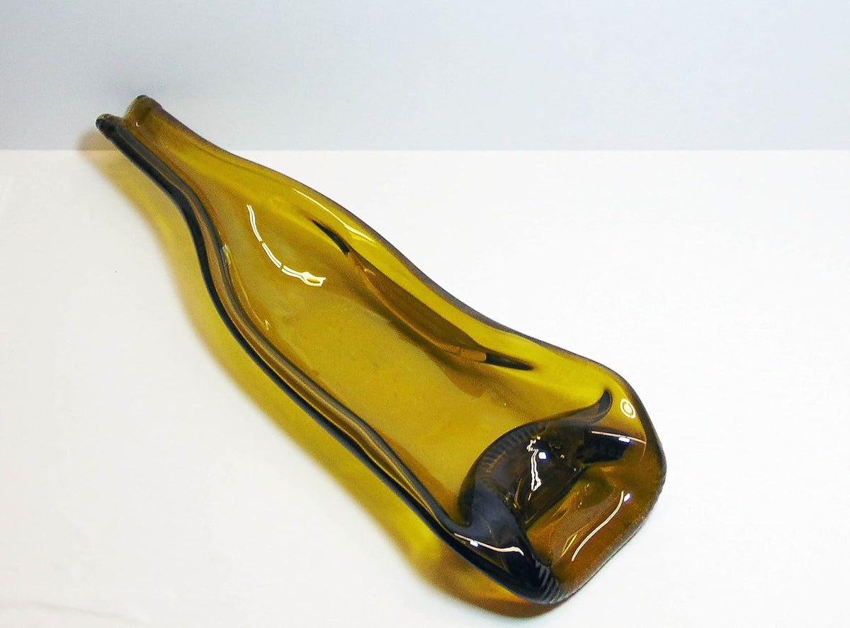 UpCycled Yellow Wine Bottle Shallow Snack Serving Dish Bowl