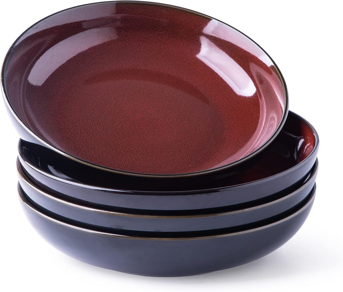 LERATIO 9.0" Ceramic Pasta Bowls Set of 4,38oz Large Stoneware Bowls Set