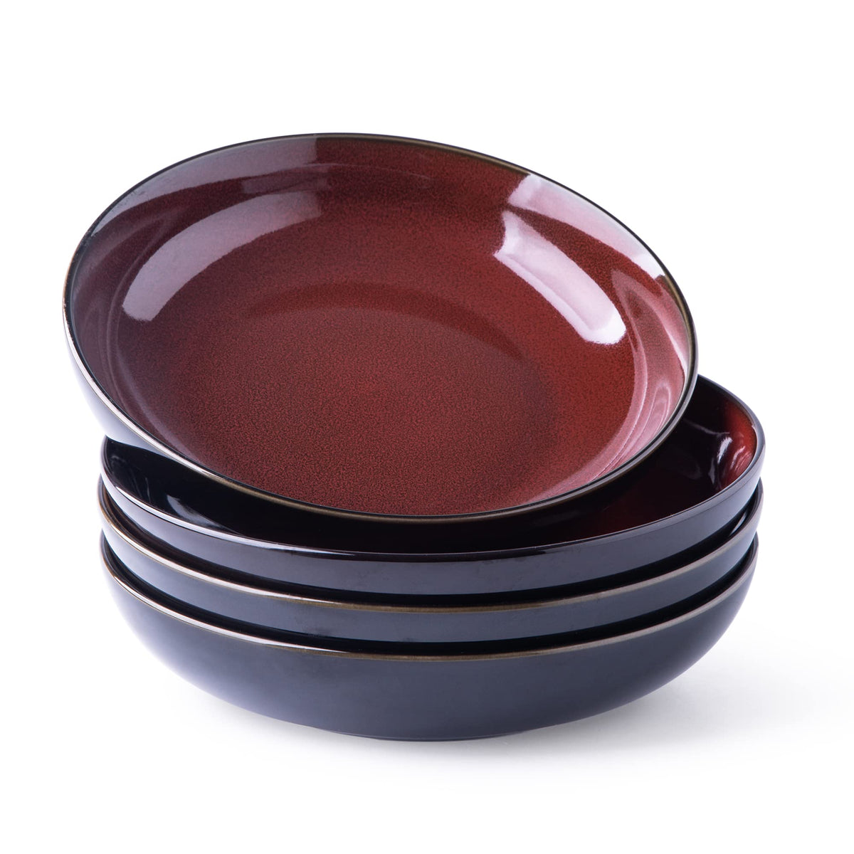 LERATIO 9.0" Ceramic Pasta Bowls Set of 4,38oz Large Stoneware Bowls Set