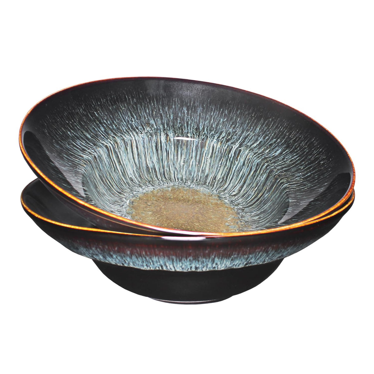 Soup bowl Soup plate Large Pasta Bowls 47 ounce, Set of 2, Serving,Salad,Dinner,deep Plate/Wide Bowl,Microwave, Oven, Dishwasher Safe Kitchen Dinnerware (Brown 9.8 inch)