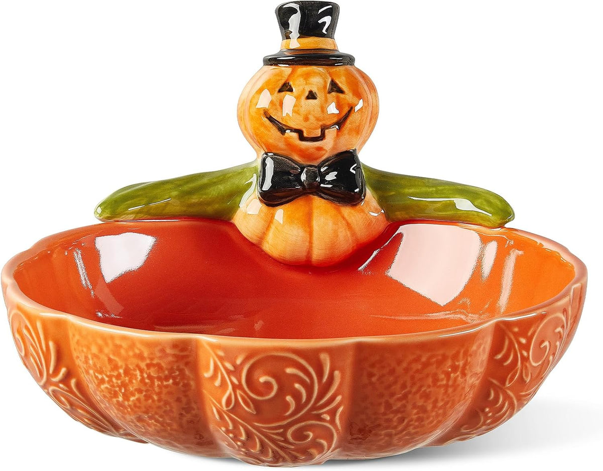 Metahom 8 Inch Halloween Candy Dish, Ceramic Pumpkin Candy Bowl, 28 Oz