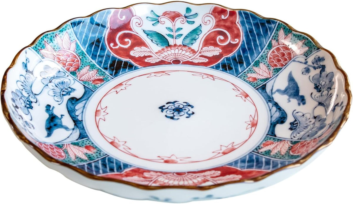 Awasaka EK88-A01 Edokko Dinosaur, Good Edge Dragon Plate, Made in Japan, Diameter 9.1 x 1.8 inches (230 x 45 mm)
