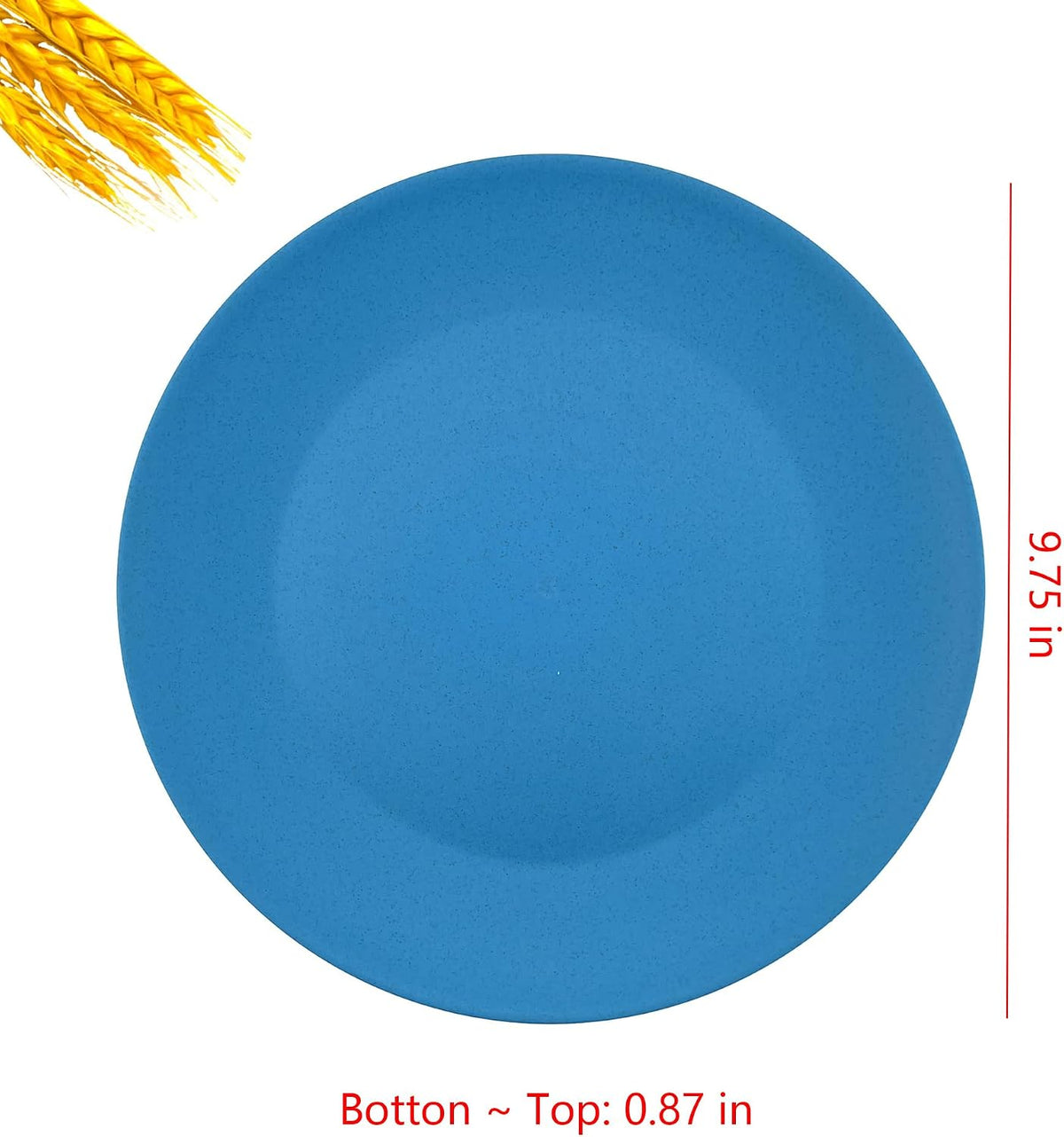 Wheat Straw Plate set 8, 10-inch Reusable Plastic Plates Blue Teal