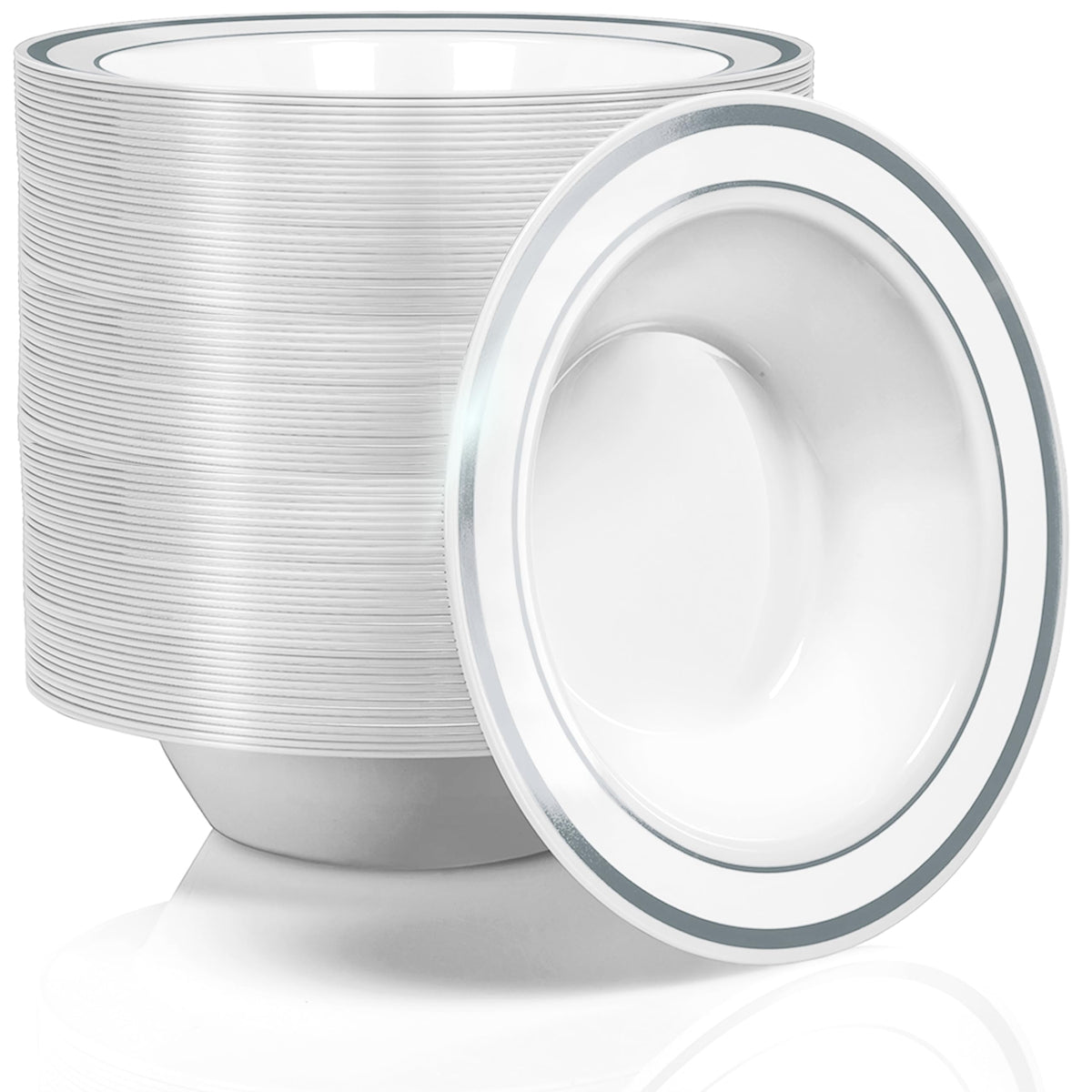 Stock Your Home Plastic Party Bowls (50 Pack) 12 Oz Elegant Disposable Dinnerware - Fancy Shatterproof Tableware for Catering, Holidays, Parties Supplies, Weddings, Catering, and Everyday Use (Gold)