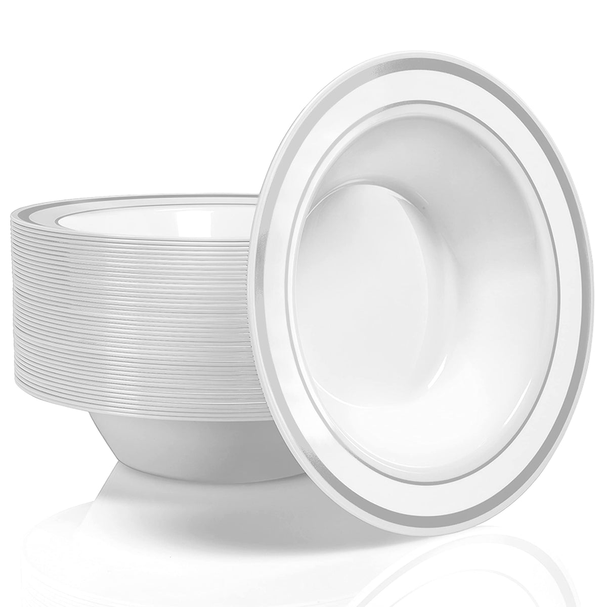 Stock Your Home Plastic Party Bowls (50 Pack) 12 Oz Elegant Disposable Dinnerware - Fancy Shatterproof Tableware for Catering, Holidays, Parties Supplies, Weddings, Catering, and Everyday Use (Gold)