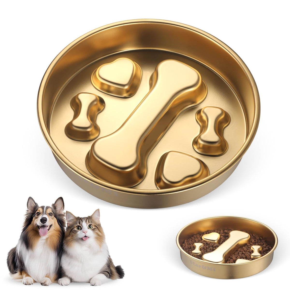 Stainless Steel Slow Feeder Dog Bowls – Non-Slip Metal Dog Bowl for Large & Medium Breeds, Puppy Puzzle Feeder – 2 Cup Capacity for Small to Big Pets – Durable Slow Feed Dog & Cat Food Dish