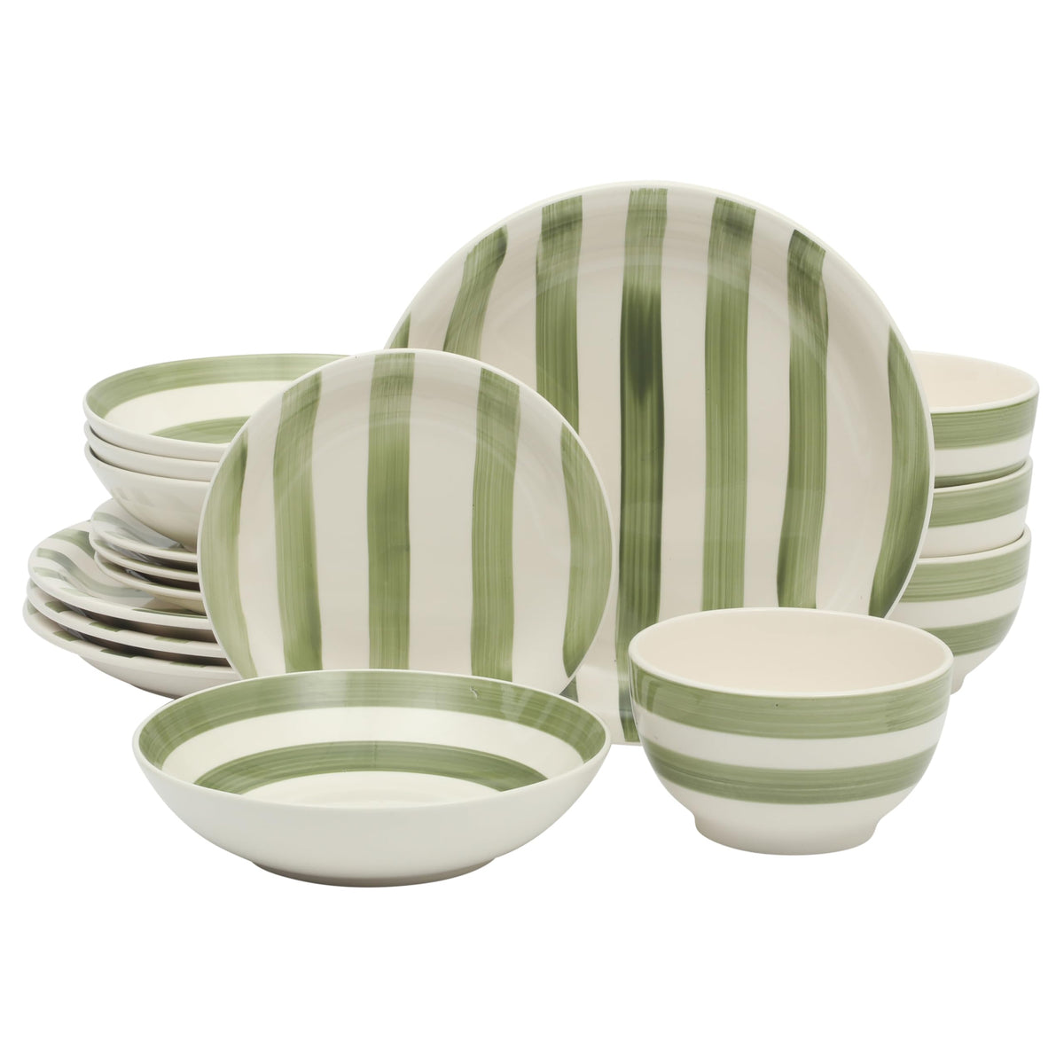Gibson Home Cloudlight 12 Piece Plates and Bowls Dishes Brown and White - Decorated Porcelain Ceramic Dinnerware Set - Service for 4