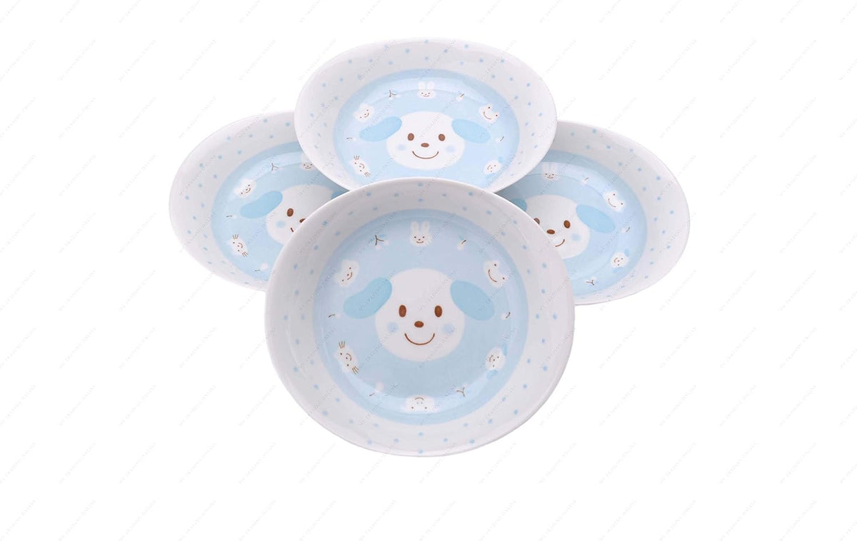 M.V. Trading MV0314A1PK Japanese Oval Deep Soup Dish with Bunny Design, 7¾ x 7-Inch, Pink, Sold as 4 Plates