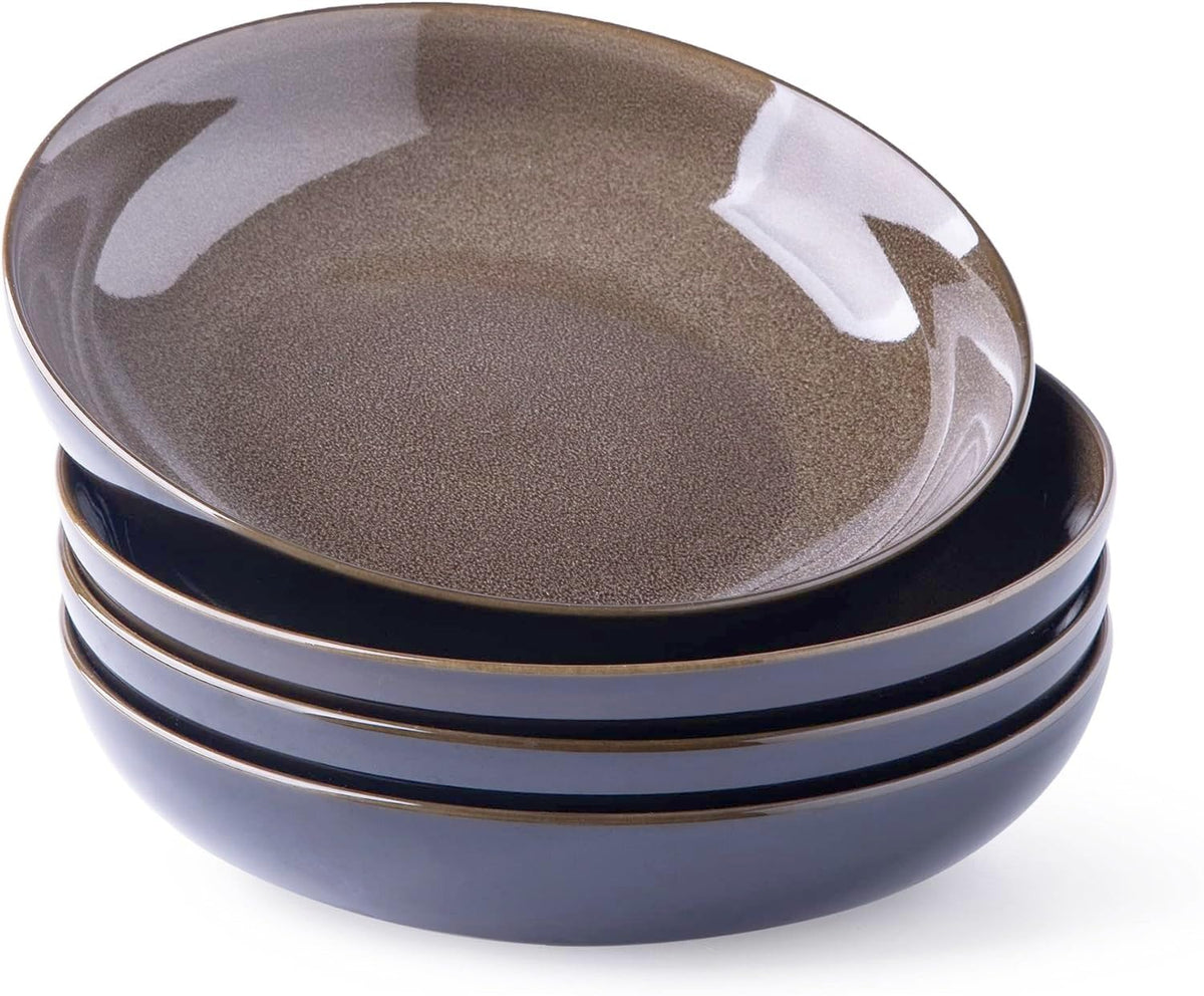 LERATIO 9.0" Ceramic Pasta Bowls Set of 4,38oz Large Stoneware Bowls Set