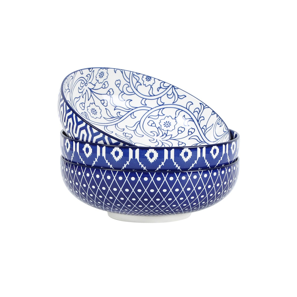 Selamica 60 OZ Ceramic Serving Bowls, Set of 3, Assorted Colors