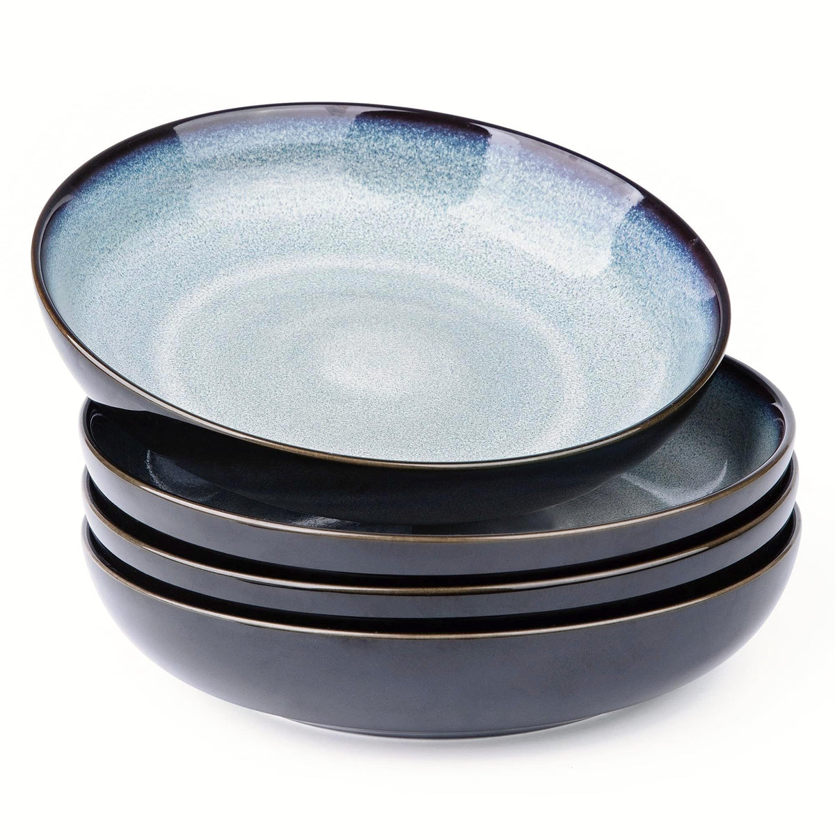 LERATIO 9.0" Ceramic Pasta Bowls Set of 4,38oz Large Stoneware Bowls Set